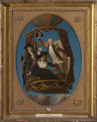 Capitano Vincenzo Lunardi con il Suo Assistente George Biggin, e la Signora Letitia Anne Sage, in una Mongolfiera